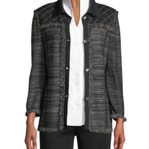 Misook (XL) Black and Gray Fringe Jacket